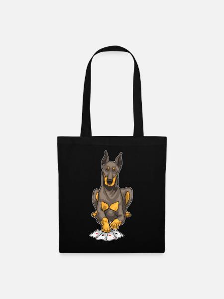 Dobermann Poker Pokerkarten - Stoffbeutel - Schwarz