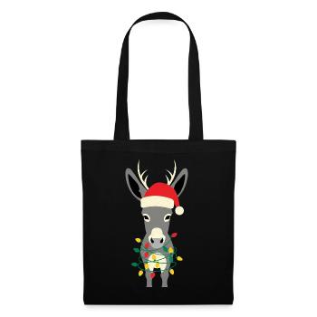 Esel Elfe Weihnachten Lustiges Geschenk - Stoffbeutel - Schwarz - Vorne