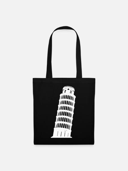 Pisa Turm Silhouette Monochrom - Stoffbeutel - Schwarz
