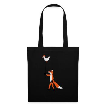 Fuchs und Henne - Stoffbeutel - Schwarz - Vorne