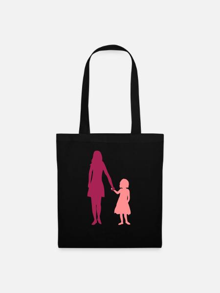 Duo Mädchen Mama - Stoffbeutel - Schwarz