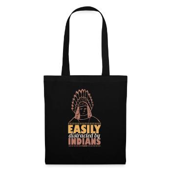 Easily Distracted By Indians Native People USA - Stoffbeutel - Schwarz - Vorne