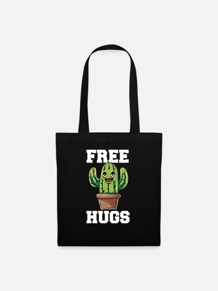 Funny Free Hugs Cactus Sarcastic Design - Stoffbeutel - Schwarz
