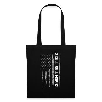 Skull Bull Horns - American Flag - Tote Bag - black - Front