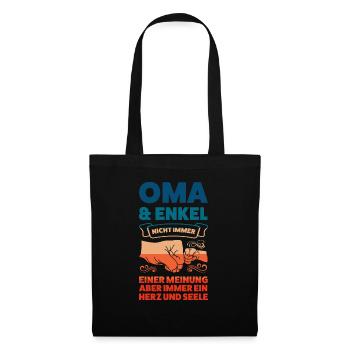 Oma & Enkel Familie Enkel Geschenk - Stoffbeutel - Schwarz - Vorne