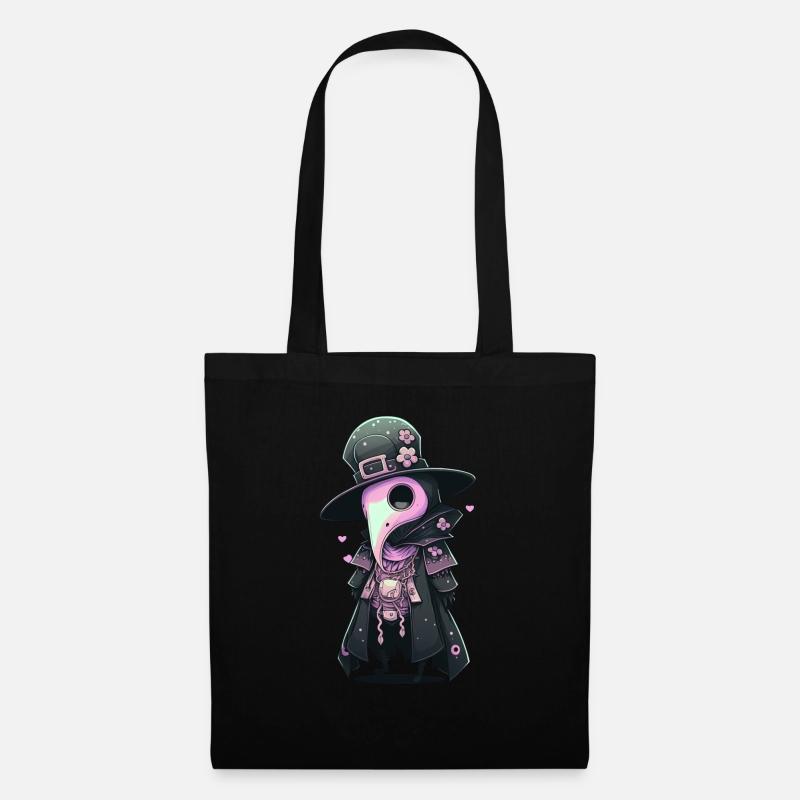 Medico della peste con cuori - Borsa di stoffa - nero