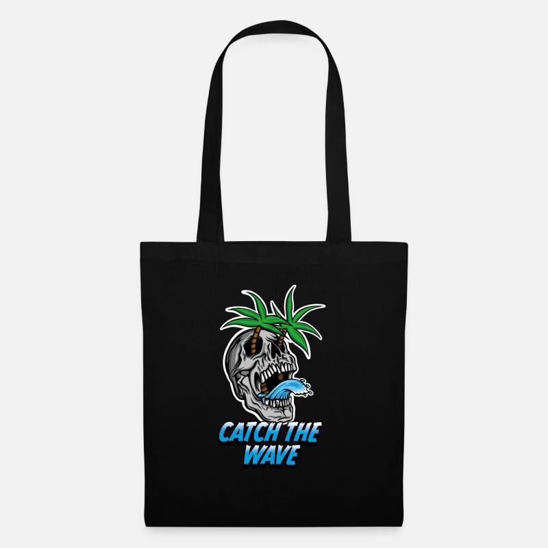 Catch the wave Surf shirt Illustration - Stoffbeutel - Schwarz
