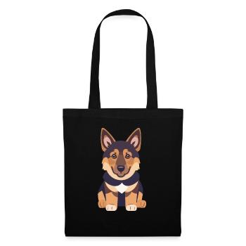 Berger allemand Puppy Sitting - Sac en tissu - noir - Devant