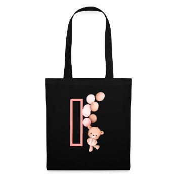 Lettre i rose ours - Sac en tissu - noir - Devant