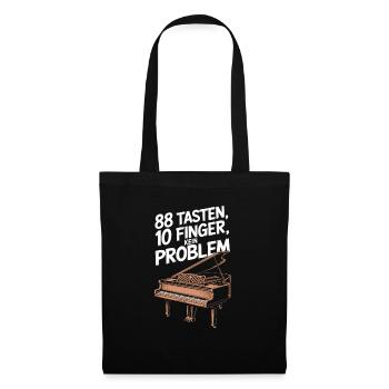Klavier Konzertflügel Piano Spieler und Pianist - Stoffbeutel - Schwarz - Vorne