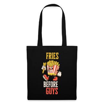 Fries Befor Guys Lustiges Pommes Design - Stoffbeutel - Schwarz - Vorne