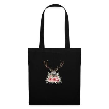 Dirndl Remplacement Cerfs et Roses - Sac en tissu - noir - Devant