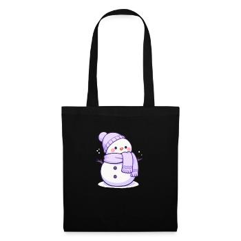 Süßer Weihnachts Schneemann - Festtags-Design - Stoffbeutel - Schwarz - Vorne