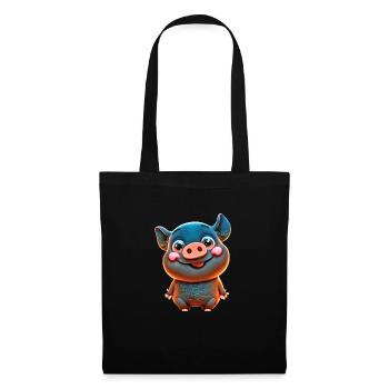 cute cartoon PIG BLACK - Tote Bag - black - Front