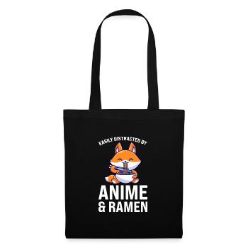 Anime Anime ramen bubble tea corgie Ramen merch Ge - Stoffbeutel - Schwarz - Vorne