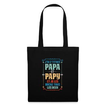 Papa & Opa Familie Vater Geschenk - Stoffbeutel - Schwarz - Vorne