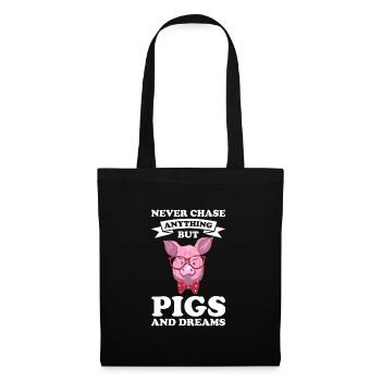 Schweine Schweinefarm Geschenk - Stoffbeutel - Schwarz - Vorne