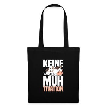 Kuh Faul Kuhbauer - Keine Muhtivation - Stoffbeutel - Schwarz - Vorne