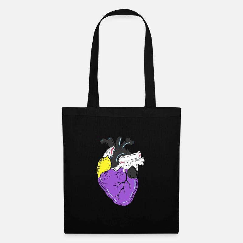 Nonbinary Pride Herz Nonbinary Pride - Stoffbeutel - Schwarz