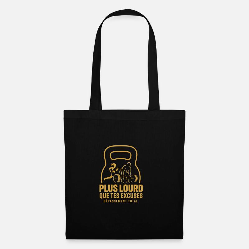 Heavier Than Your Excuses – Kettlebell Motivation - Tote Bag - black