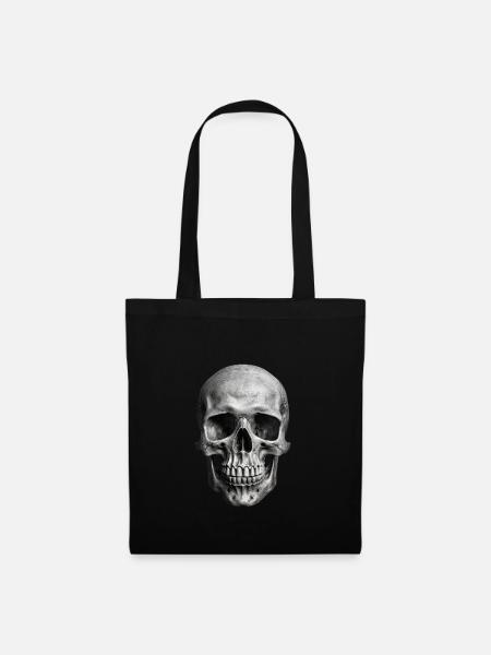 Realistischer Schädel | Edgy Bones | Gothic Grafik - Stoffbeutel - Schwarz
