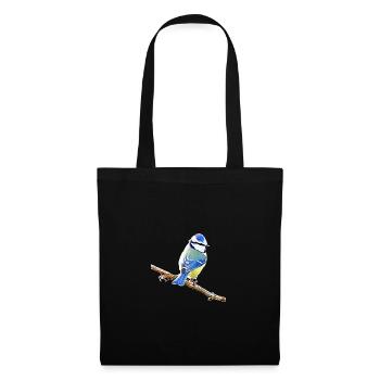 Blau – Vogelillustration - Stoffbeutel - Schwarz - Vorne