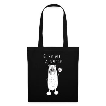 Give me A Smile - Eisbär - Eisbären - Bär - Bären - Stoffbeutel - Schwarz - Vorne