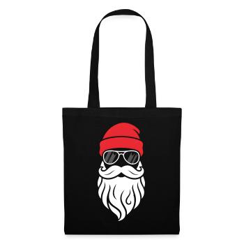 Cooler Santa Bart Design Weihnachtsmann Hipster - Stoffbeutel - Schwarz - Vorne