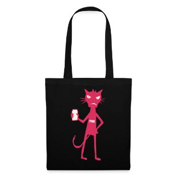 Kleine Monster: Punk-Katzen-Neon-Attitüde - Stoffbeutel - Schwarz - Vorne