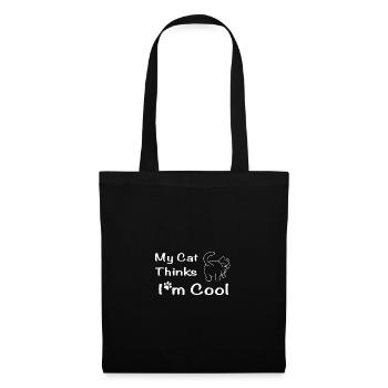 Mon chat pense que je suis cool - Drôle de dicton - Sac en tissu - noir - Devant