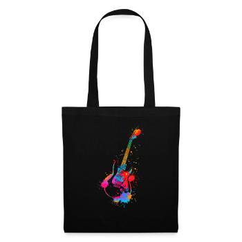 Gitarre Splash Bunt E-Gitarrist Musik Band - Stoffbeutel - Schwarz - Vorne