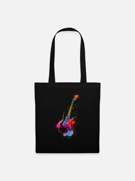 Gitarre Splash Bunt E-Gitarrist Musik Band - Stoffbeutel - Schwarz