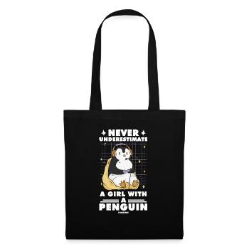 Never Underestimate A Girl With A Penguin Gaming - Stoffbeutel - Schwarz - Vorne