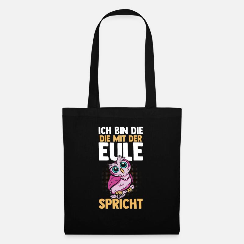 Eulen - Stoffbeutel - Schwarz