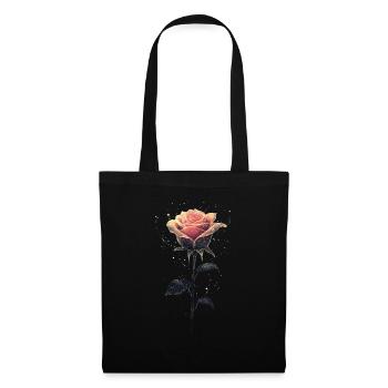 Rosa Rose - Stoffbeutel - Schwarz - Vorne