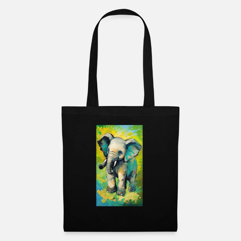 Elephant Painting Elefant Afrika Gemälde Kunst - Stoffbeutel - Schwarz