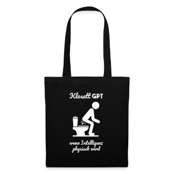 Klo GPT Klosett Geschenk - Stoffbeutel - Schwarz - Vorne
