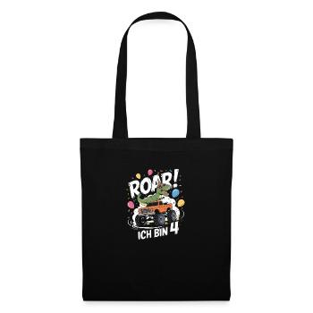 4ème anniversaire 4 ans Dino Monster Truck Fan - Sac en tissu - noir - Devant