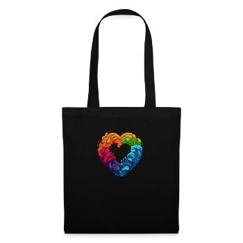 LGBTQIA+ Regenbogenherz - Stoffbeutel - Schwarz - Vorne