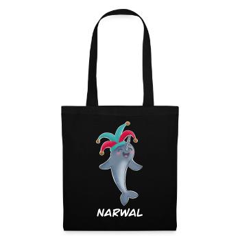 Wal, Narwal, Karneval, Geschenk - Stoffbeutel - Schwarz - Vorne