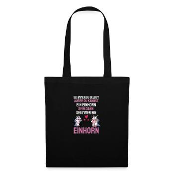 Fantasy Tier Lustiges Geschenk Magisches Einhorn - Stoffbeutel - Schwarz - Vorne