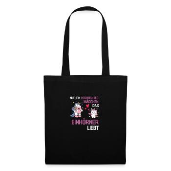 Fabelwesen Mädchen Fantasy Tier Geschenk Einhorn - Stoffbeutel - Schwarz - Vorne