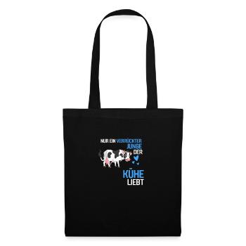 Junge Bauernhof Tier Jungen Bauer Geschenk Kuh - Stoffbeutel - Schwarz - Vorne