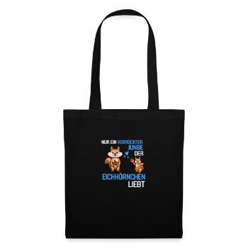 Junge Wald Tier Jungen Geschenk Eichhörnchen - Stoffbeutel - Schwarz - Vorne