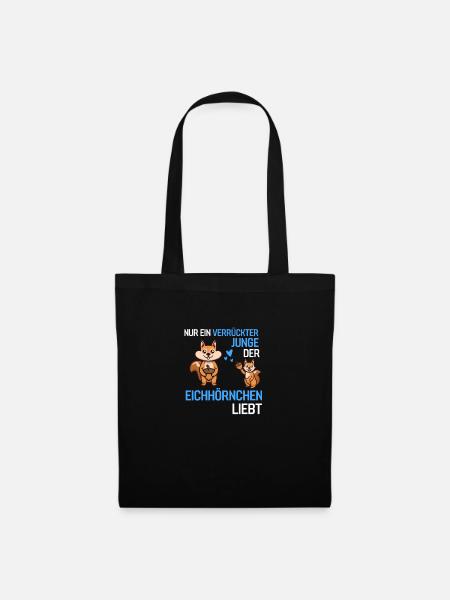 Junge Wald Tier Jungen Geschenk Eichhörnchen - Stoffbeutel - Schwarz