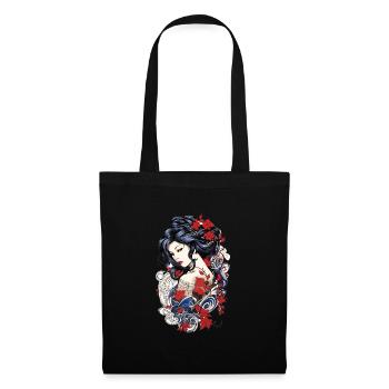 Geisha Kunst Japanische Kultur Floraler Kimono - Stoffbeutel - Schwarz - Vorne