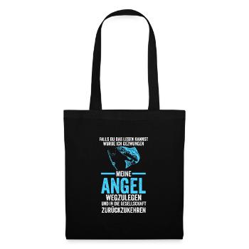 Angeln Fische Angler Geschenk - Stoffbeutel - Schwarz - Vorne