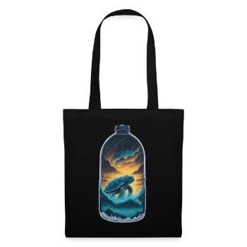 Schildkröte Flasche - Stoffbeutel - Schwarz - Vorne