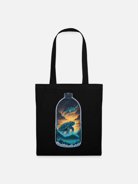 Schildkröte Flasche - Stoffbeutel - Schwarz