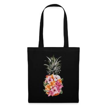 Ananas tropische hawaiianische Frucht - Stoffbeutel - Schwarz - Vorne